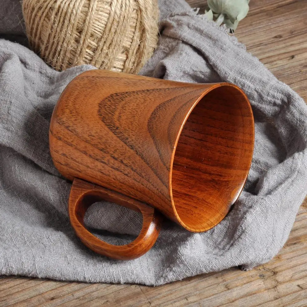 1PC Japanese Creative jujube Sour Wood Cup, Coffee Tea Beer Juice Milk Water Mug with Handle Primitive Handmade Natural