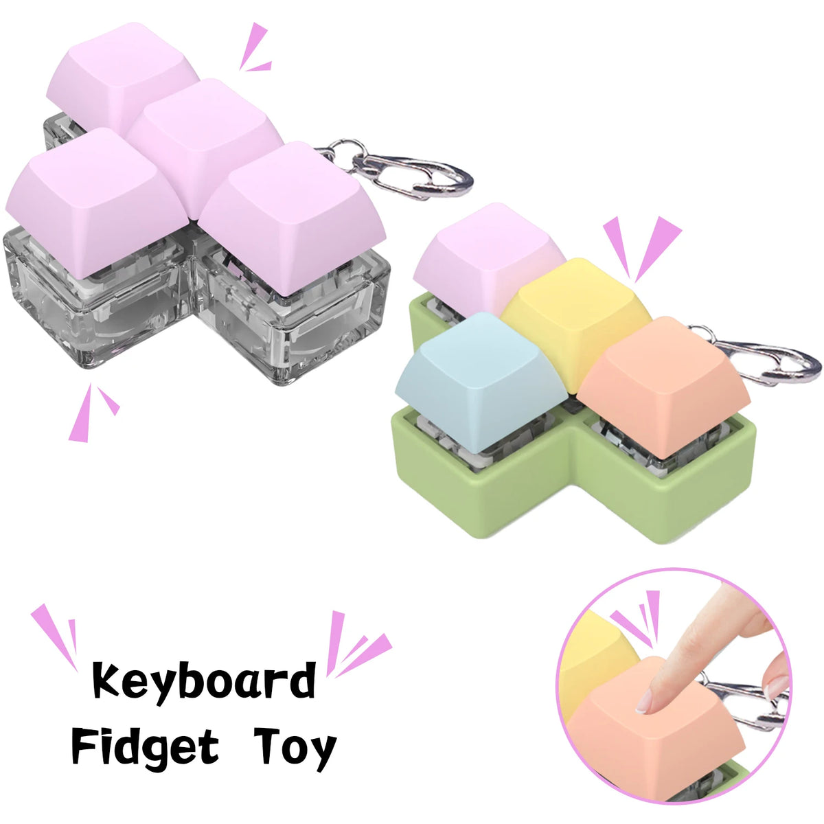 Keycaps Keychain Toys NEW 4 Keys T Shaped Keyboard Keycaps Toy Stress Relief Fidget Keychain Keyboard Caps Toy