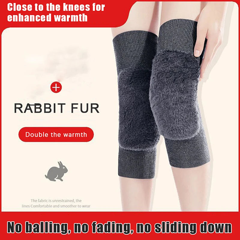 1 Pair Winter Warm Knee Pads For Women Men Old People Cold Leg Arthritis Kneepad Knee Support Rabbit Running Knee Protector