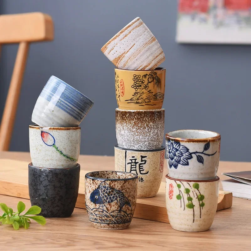 50ml Chinese Retro Ceramic Tea Cup Ceramic Mug Japanese Sake Cup Crockery Tea Cups Personal Single Cup Drinkware Cute Cup