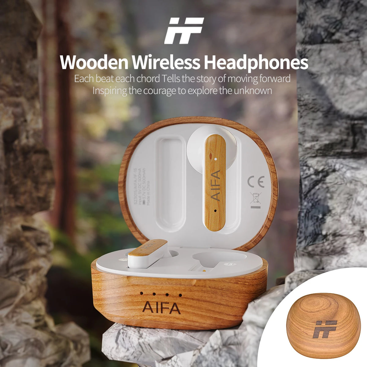 AIFA Wooden Earphone Bluetooth Wireless Noise Canceling High Quality 5.3 Sport Waterproof Bluetooth Earphone For Talking