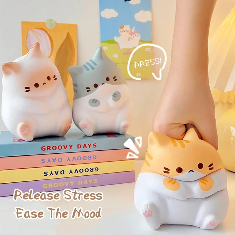 Kawaii Cat Stress Relief Squishy Toy PU Slow Rising Squeeze Antistress Ball Cartoon Table Ornaments Birthday Gift For Girls