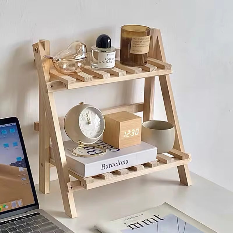 Wooden Desktop Double-Tier Storage Rack