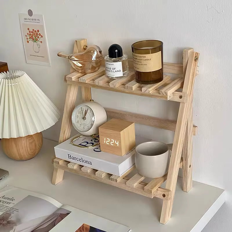 Wooden Desktop Double-Tier Storage Rack